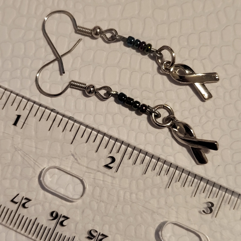 Silver Beaded Drop Earrings